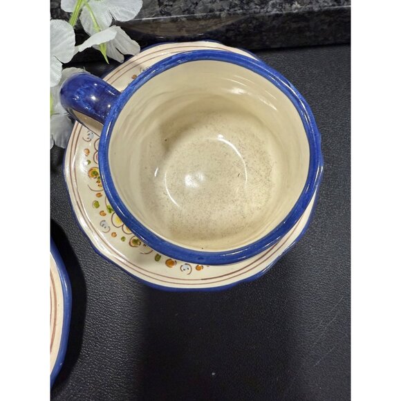 Conde Talavera Vintage Mexican Hand-Painted 4-Piece Cup & Saucer Set Floral Desi - Picture 5 of 16